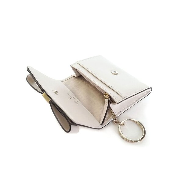 Kate Spade Bow Card Wallet & Key Fob Darla Montford Park Smooth Mini Wallet Bone - Picture 2 of 8